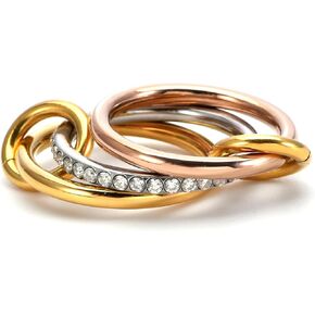 Multi-Link Connected Ring, Rose Gold, Steel, Gold Plated 18k, Jewlery, Fancy, Stackable