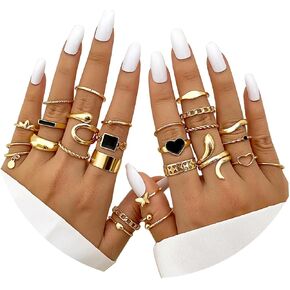 FUTIMELY 27Pcs Stacking Knuckle Statement Rings Sets for Women Teen Girls,Vintage Snake Heart Butterfly Twist Midi Rings Party Jewelry Accessories Gifts