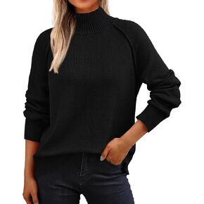 KIRUNDO Womens Fall Sweaters 2024 Trendy Turtleneck Long Sleeve Ribbed Knit Chunky Casual Loose Pullover Sweaters Tops