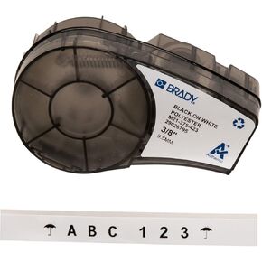 Brady Authentic (M21-750-423) Harsh Environment Polyester Label for Barcode, Solar Panel, Printed Circuit Board, Black on White- For M210, M210-LAB, M211, BMP21-PLUS and BMP21-LAB Printers, .75"W 21'L