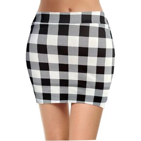 Topdress Women's Bodycon Mini Club Skirts Basic Elastic High Waisted Stretch Pencil Short Skirts with Slit