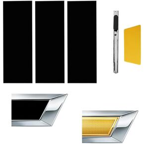 Vinyl Car Wrap Emblem Overlay DIY Decals for Chevy, 3PCS Matte Black Universal Vehicle Emblem Wrap Kit, Compatible with Bowtie Logo Wrap Stickers(Carbon Fiber Black)