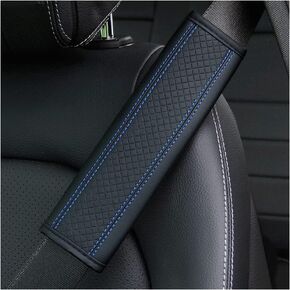 2PCS Breathable Leather car seat Belt Cover, seat Belt Shoulder pad to Protect The Shoulder and Neck, Driving More Comfortable (Red 2Pcs)