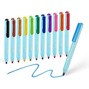 carrotez Retractable Dry Erase Markers, Clickable White Board Markers, Low-Odor, Bullet Tip, Assorted Colors, Set of 12