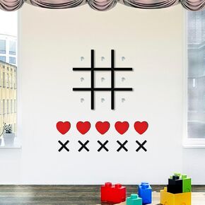Large Wood Game Room Wall Decor, Modern Home Wall Art for Farmhouse Living Room Bedroom Office Decorations, Playroom Hallway Nursery Kids Room Decor Wall Stickers (18’×18‘ tic tac toe game)