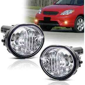 Fog Lights Assembly for 2003 2004 2005 2006 2007 2008 Toyota Matrix Replacement Kit for 2003-2008 Pontiac Vibe 2004-2009 2010 Scion TC with 9006 12V 55W Halogen Bulbs ​Clear Lens