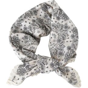 Soft Cotton Like Lace Bandana Headband, Head Wrap, Protective Coverage, Hair Neck Scarf for Women 24 x 24 inch