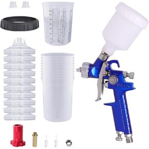 ROIKETU Mini Paint Sprayer with 10pcs 350ML Mixing Quick Cup,Spray Paint Gun Set Contain 1.0/0.8MM Nozzle for Car Painting,Furniture Surface Spraying (0.8mm)