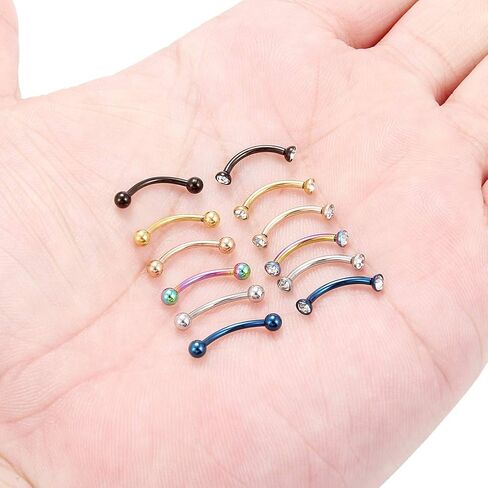 Ocptiy 16G Eyebrow Rook Piercing Jewelry 316L Surgical Steel Vertical Lip Rings Belly Button Ring Curved Barbell Cartilage Helix Daith Earrings Bar 6mm(1/4") 8mm(5/16") 10mm (3/8") in Saudi Arabia
