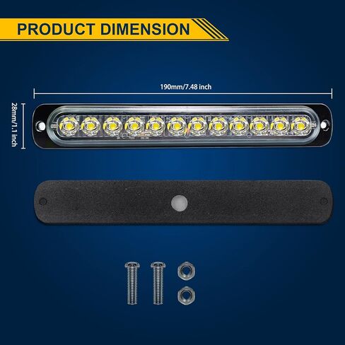 RIGIDON 2 Pack LED Emergency Strobe 6 LED Amber Surface Mount Flashing Strobe Lights for trucks Car Grille Off-road Warning Emergency Flashing Lights in Kuwait