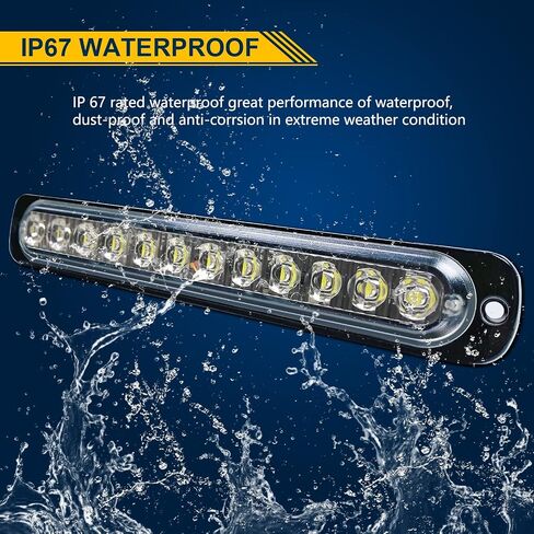 RIGIDON 2 Pack LED Emergency Strobe 6 LED Amber Surface Mount Flashing Strobe Lights for trucks Car Grille Off-road Warning Emergency Flashing Lights in Kuwait