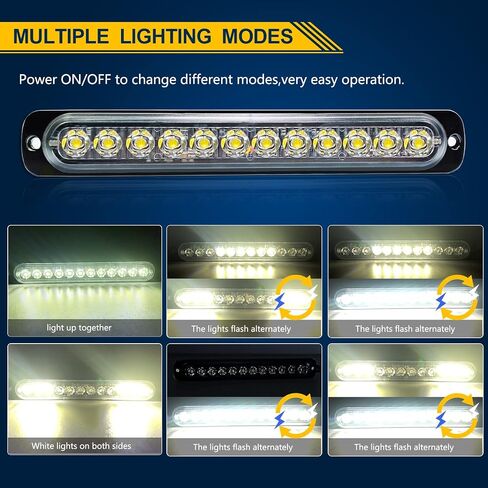RIGIDON 2 Pack LED Emergency Strobe 6 LED Amber Surface Mount Flashing Strobe Lights for trucks Car Grille Off-road Warning Emergency Flashing Lights in Kuwait