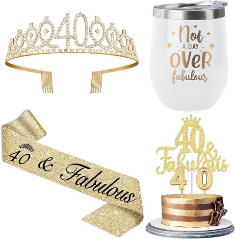 21st Birthday Decorations for Her, Including 12oz Tumbler/Mug for Wine or Coffee, 21st Birthday Sash and Tiara, Cake Topper and 21 Candles, 21st Birthday Gifts for Her (Rose Gold) in Kuwait