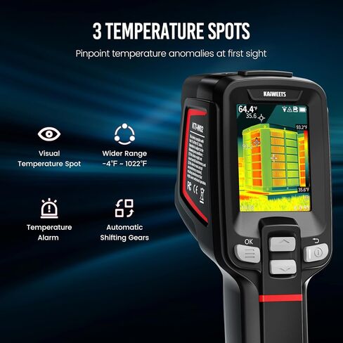 KAIWEETS Thermal Imaging Camera, 256x192 Ultra-high IR Resolution, 16-Hour Battery Life Infrared Camera; -4~1022°F Thermal Camera with PIP/Infrared/Visible Light/Fusion 4 Image Modes - 32GB TF Card in Saudi Arabia