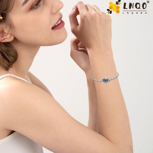 LNQOBU 925 سحر الفضة الاسترليني للأساور والقلائد، 5A مكعب زركونيا عين الشر تتدلى الخرز سحر المجوهرات هدية للنساء (مع سحر الخرز فاصل واحد) in Kuwait