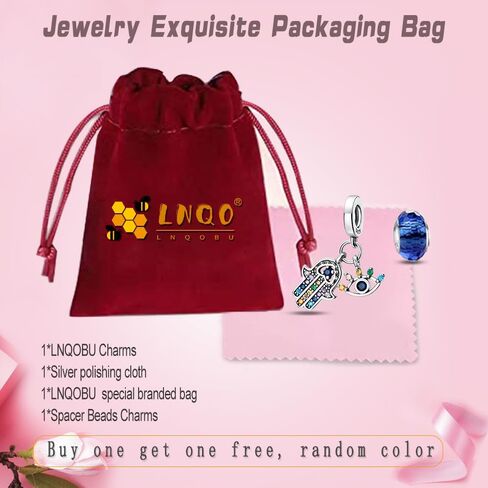 LNQOBU 925 سحر الفضة الاسترليني للأساور والقلائد، 5A مكعب زركونيا عين الشر تتدلى الخرز سحر المجوهرات هدية للنساء (مع سحر الخرز فاصل واحد) in Kuwait