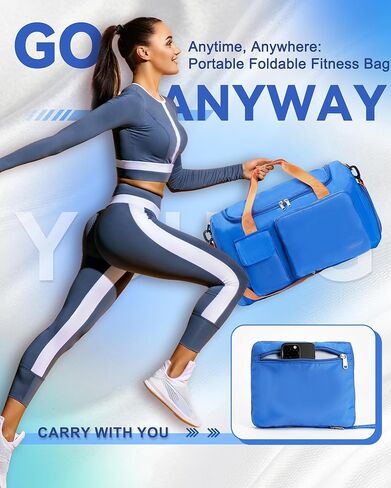 MANUEKLEAR حقائب سفر صغيرة من القماش الخشن للنساء مع جيب مبلل، حقيبة رياضية صغيرة للنساء مع حجرة للأحذية in Kuwait