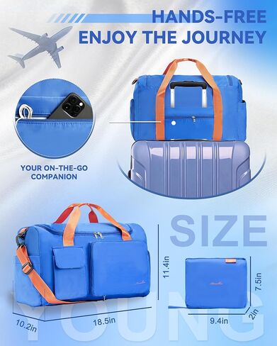 MANUEKLEAR حقائب سفر صغيرة من القماش الخشن للنساء مع جيب مبلل، حقيبة رياضية صغيرة للنساء مع حجرة للأحذية in Kuwait