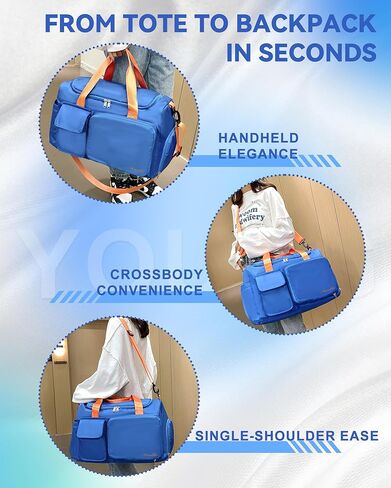 MANUEKLEAR حقائب سفر صغيرة من القماش الخشن للنساء مع جيب مبلل، حقيبة رياضية صغيرة للنساء مع حجرة للأحذية in Kuwait