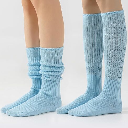 Slouch Socks Pack For Women 80s Retro Scrunch Knee High Socks Long Slouchy Stacked Ribbed Boot Socks for Women Girls in Kuwait