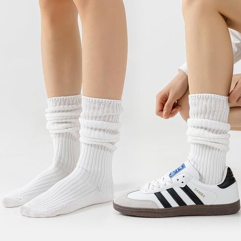 Slouch Socks Pack For Women 80s Retro Scrunch Knee High Socks Long Slouchy Stacked Ribbed Boot Socks for Women Girls in Kuwait
