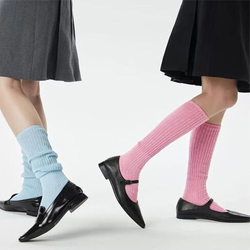 Slouch Socks Pack For Women 80s Retro Scrunch Knee High Socks Long Slouchy Stacked Ribbed Boot Socks for Women Girls in Kuwait