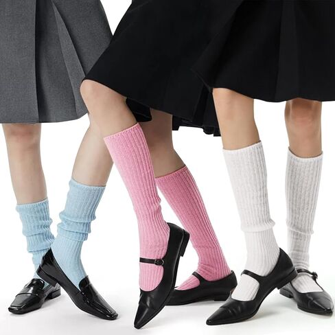 Slouch Socks Pack For Women 80s Retro Scrunch Knee High Socks Long Slouchy Stacked Ribbed Boot Socks for Women Girls in Kuwait