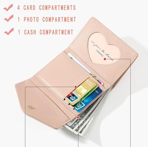 Flower Tri-Fold Wallet Cute Small Cash Wallets for Women Girls Slim Print Purse Cash Card Holder with Photo Window Trendy kawaii Youthful (Short-3-yellow) in Kuwait