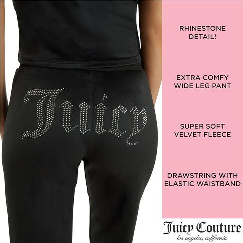 Juicy Couture Women's 2 Piece Velvet Fleece Short Sleeve Shirt and Pants Lounge Sleepwear Set in Saudi Arabia