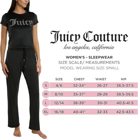 Juicy Couture Women's 2 Piece Velvet Fleece Short Sleeve Shirt and Pants Lounge Sleepwear Set in Saudi Arabia