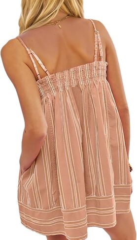 Women 2 Piece Lounge Set Sleeveless Striped Cami Peplum Top Boxer Shorts Loose Ruffle Matching Pj Sets Outfits in Saudi Arabia