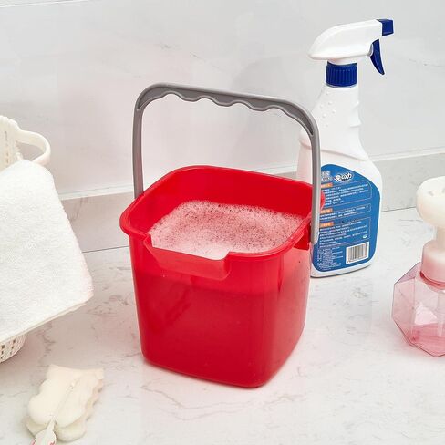 8 Pcs Red Sanitizing Bucket 3 Quart Cleaning Bucket Small Detergent Square Bucket, Spout and Handle Plastic Utility Cleaning Pail for Kitchen School Home Offices Commercial Use in Saudi Arabia