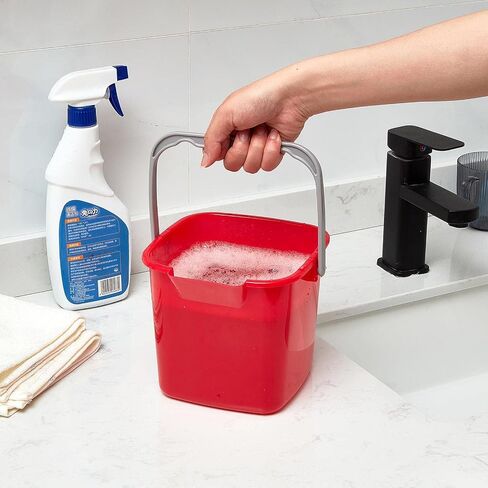 8 Pcs Red Sanitizing Bucket 3 Quart Cleaning Bucket Small Detergent Square Bucket, Spout and Handle Plastic Utility Cleaning Pail for Kitchen School Home Offices Commercial Use in Saudi Arabia