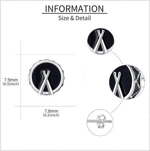 YAFEINI Drummer Gifts Earrings Sterling Silver Drums and Drumstick Stud Earrings Musical Jewelry for Women Men Drummer Lovers Gifts in Saudi Arabia