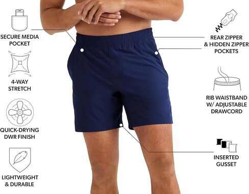 Rhone 7" Mako Mens Workout Shorts, Anti Odor, Unlined Mens Gym Shorts, Moisture Wicking Running Shorts for Men in Saudi Arabia