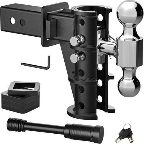 وصلة كرة مقطورة قابلة للتعديل بطول 6 بوصات (18500 رطل GTW) لجهاز استقبال 2.5 بوصة مع كرات سحب من الفولاذ المقاوم للصدأ مقاس 2 بوصة و2-5/16 بوصة وأقفال دبابيس مضادة للسرقة للشاحنات in Kuwait