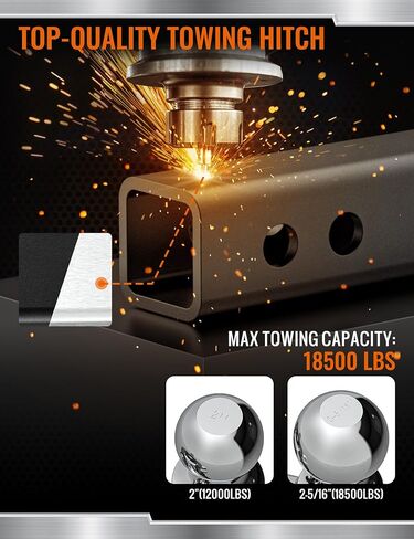 وصلة كرة مقطورة قابلة للتعديل بطول 6 بوصات (18500 رطل GTW) لجهاز استقبال 2.5 بوصة مع كرات سحب من الفولاذ المقاوم للصدأ مقاس 2 بوصة و2-5/16 بوصة وأقفال دبابيس مضادة للسرقة للشاحنات in Kuwait