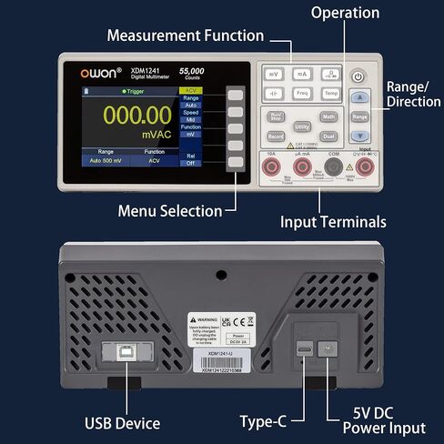 XDM1041 Mini Desktop Digital Multimeter 3.5in LCD Display Screen AC DC Current Voltage True RMS Temperature Tester Meter for Laboratories,Instruments and Factories in Saudi Arabia
