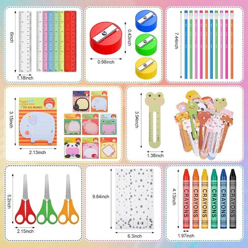 247 Pcs Backpack Learning Supplies Bulk Include Pencils Plastic Rulers Safety Scissors Pencil Sharpeners Eraser Bookmark Crayons Highlighters Sticky Notes Gift Bags for Classroom Rewards in Saudi Arabia