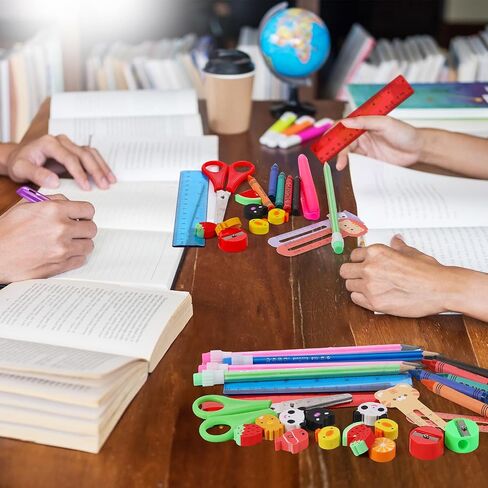 247 Pcs Backpack Learning Supplies Bulk Include Pencils Plastic Rulers Safety Scissors Pencil Sharpeners Eraser Bookmark Crayons Highlighters Sticky Notes Gift Bags for Classroom Rewards in Saudi Arabia