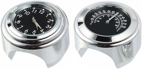 2PCS Handlebar Motorcycle Clock - Universal Motorcycle Handlebar Clock Thermometer Waterproof Bike Dial Watch Clocks for 7/8" 1" Handlebar in Saudi Arabia