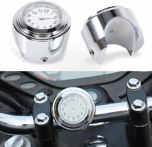 2PCS Handlebar Motorcycle Clock - Universal Motorcycle Handlebar Clock Thermometer Waterproof Bike Dial Watch Clocks for 7/8" 1" Handlebar in Saudi Arabia
