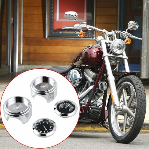 2PCS Handlebar Motorcycle Clock - Universal Motorcycle Handlebar Clock Thermometer Waterproof Bike Dial Watch Clocks for 7/8" 1" Handlebar in Saudi Arabia