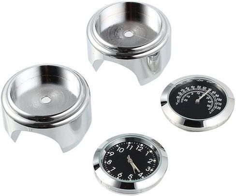 2PCS Handlebar Motorcycle Clock - Universal Motorcycle Handlebar Clock Thermometer Waterproof Bike Dial Watch Clocks for 7/8" 1" Handlebar in Saudi Arabia