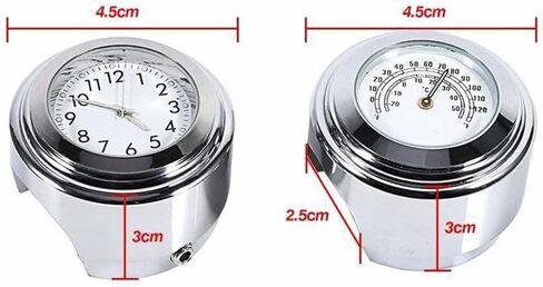 2PCS Handlebar Motorcycle Clock - Universal Motorcycle Handlebar Clock Thermometer Waterproof Bike Dial Watch Clocks for 7/8" 1" Handlebar in Saudi Arabia