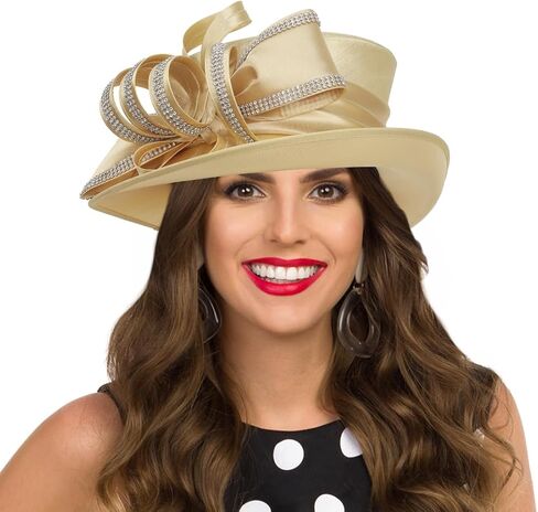 Women Kentucky Derby Dress Hat Church Wedding Tea Party Cloche Bucket Hats in Kuwait
