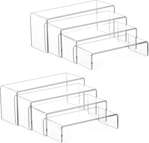 Jusalpha 6 PC Large Clear Acrylic Display Risers Shelf Showcase Fixtures for Jewelry, Shoe Risers Retail Stand, Cupcake Stand Pastries Stand, 9'' x3'' x4'' … in Saudi Arabia