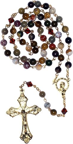 Gemstone Catholic Prayer Rosary - Includes "How to Pray the Rosary", Rosary Pouch and Gemstone meaning in Kuwait
