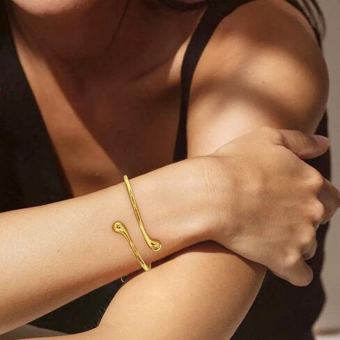 Cuff Bracelets for Women, Chunky 14k Gold Bracelets for Women Non Tarnish Gold Cuff Bracelet Teardrop Gold Bangle Multi-layer Cross Wire Open Bracelet Simple Silver Bracelets for Women in Kuwait