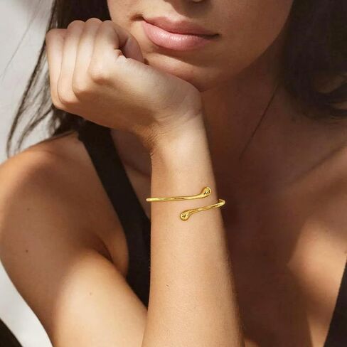Cuff Bracelets for Women, Chunky 14k Gold Bracelets for Women Non Tarnish Gold Cuff Bracelet Teardrop Gold Bangle Multi-layer Cross Wire Open Bracelet Simple Silver Bracelets for Women in Kuwait